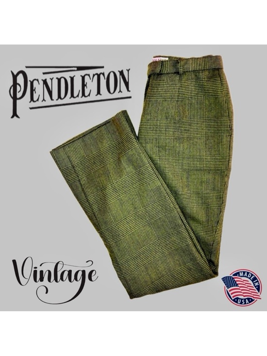 Pendleton Pants - Pendleton Glen Plaid Wool Pants Green Black (2 Petite)